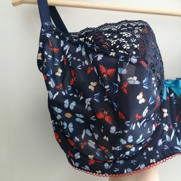 Cleo By Panache Kayla Butterfly Print Lace Balconette Bra 32G - Picture 4 of 16